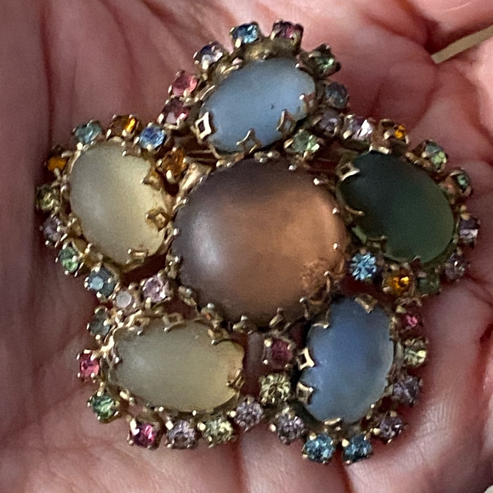 Vintage La Rel pastel frosted brooch 1950s